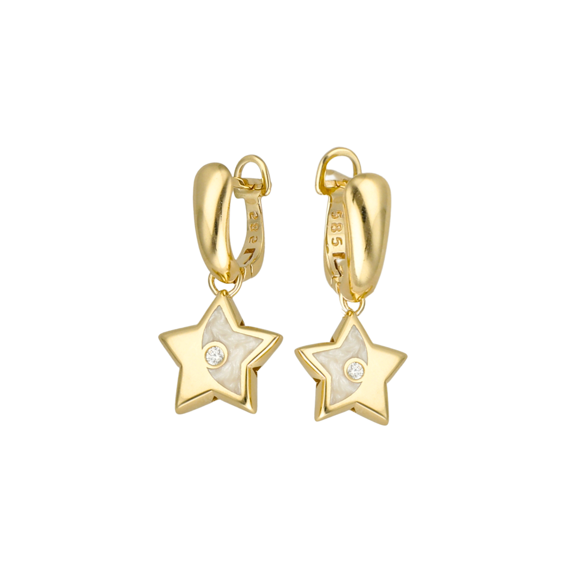 Sedef Mineli Eterna Altın Küpe