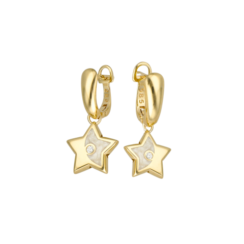 Sedef Mineli Eterna Altın Küpe