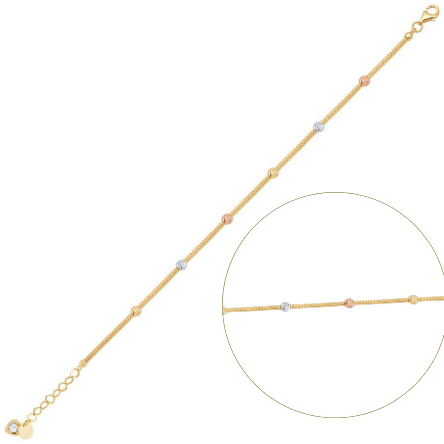 Zarif İtalyan Örme Üç Renk Dorika Altın Bileklik