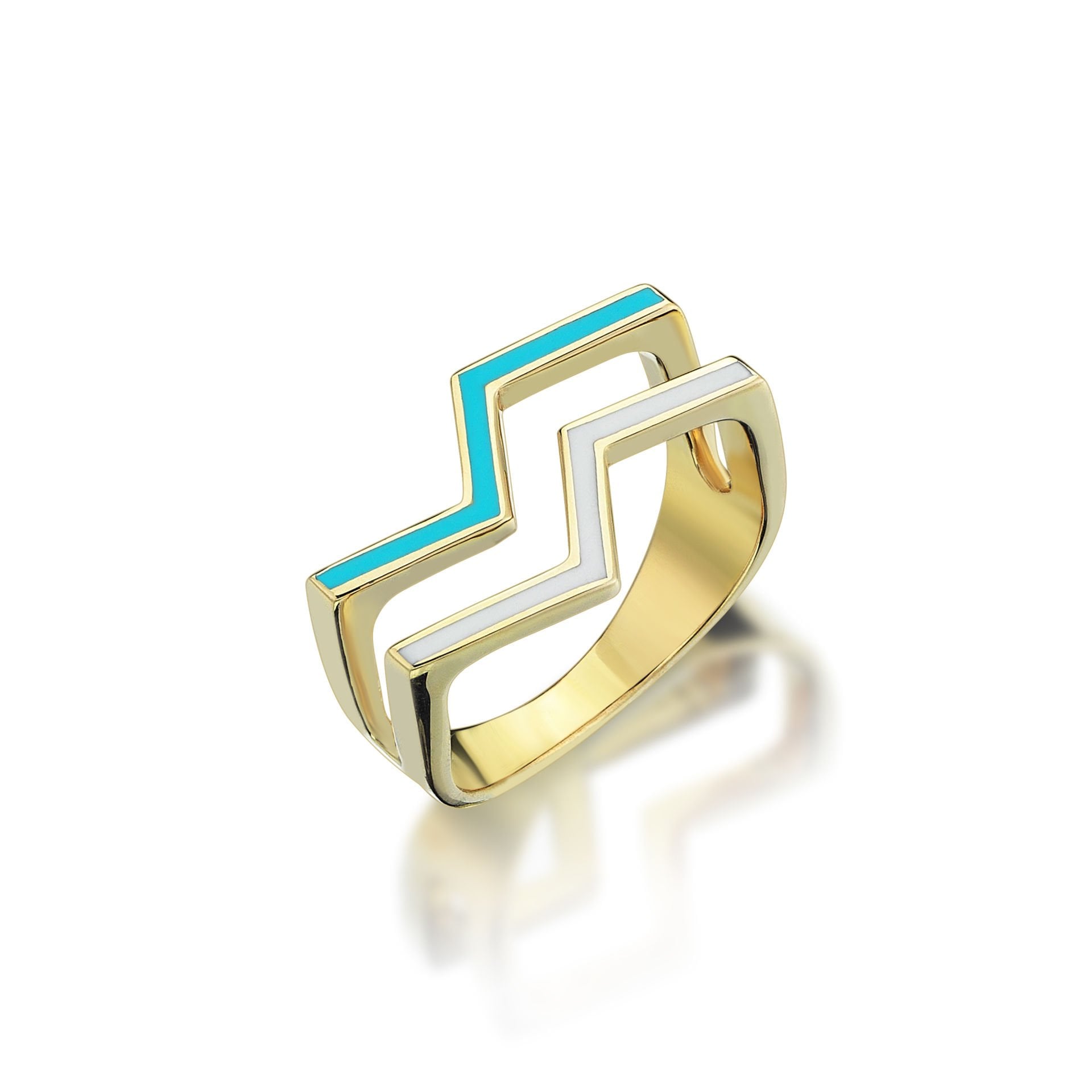 Altın Turkuaz Mineli Minima Yüzük