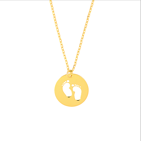 Altın Bebek Ayak İzi Kolye