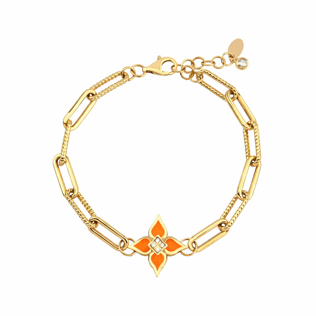 Turuncu Mineli Lotus Altın Bileklik