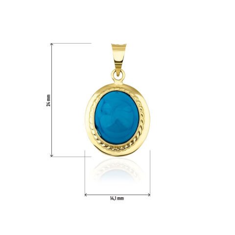 Altın Firuze Taş Detaylı Kolye Ucu