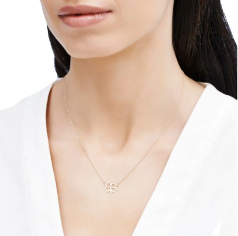 Altın Dört Yapraklı Yonca Kolye