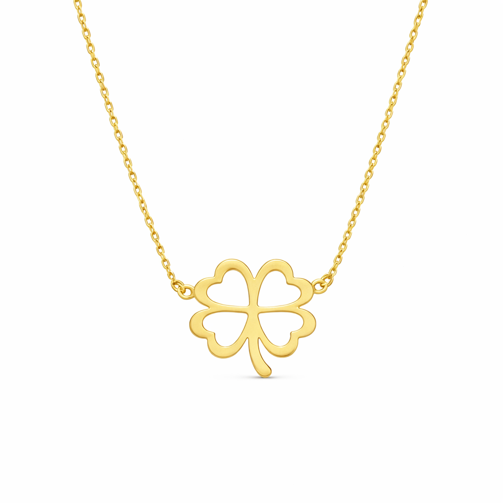 Altın Dört Yapraklı Yonca Kolye