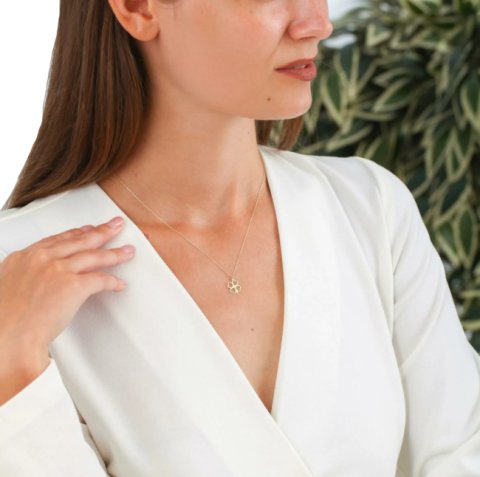 Altın Dört Yapraklı Yonca Kolye