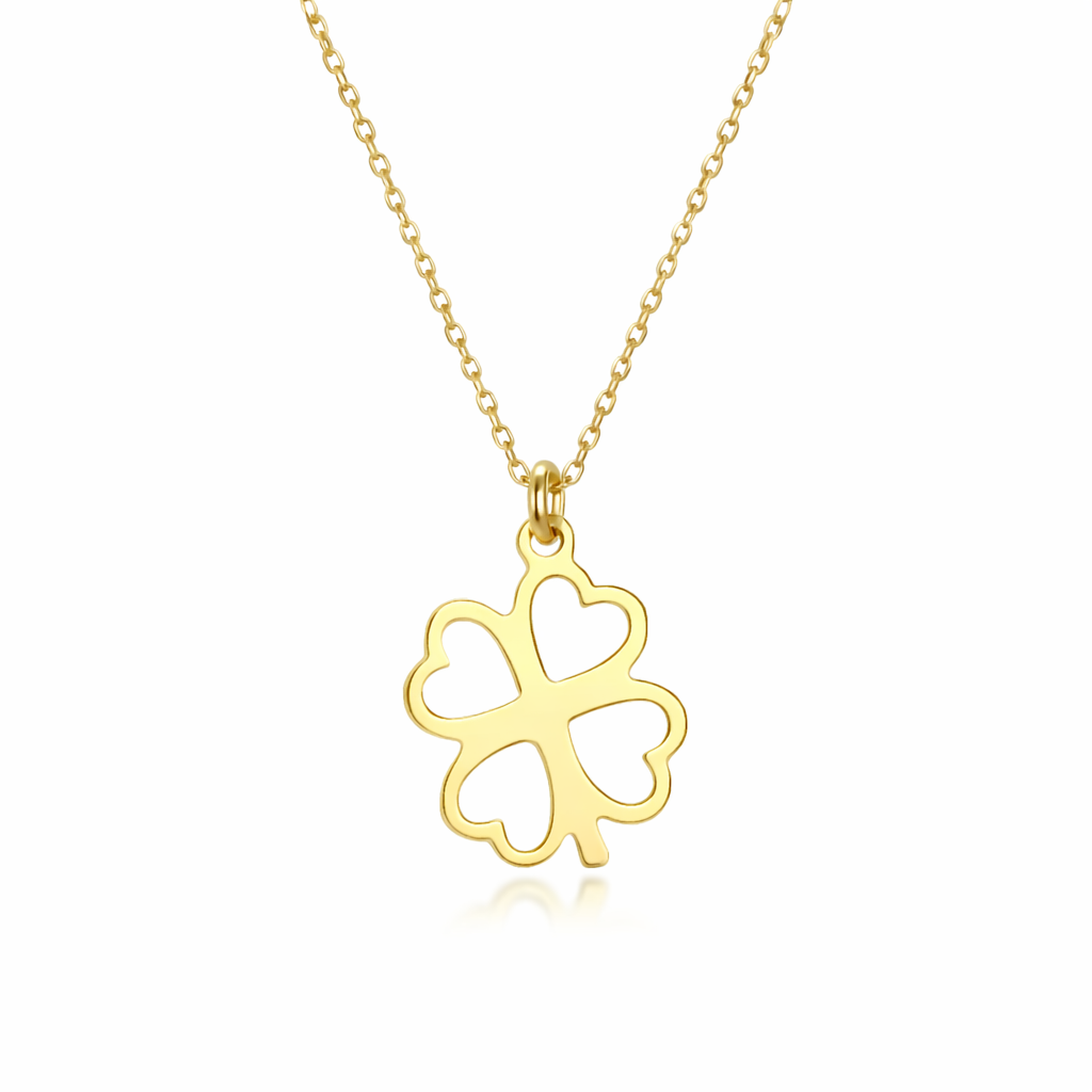 Altın Dört Yapraklı Yonca Kolye