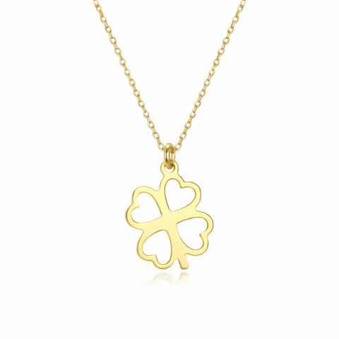 Altın Dört Yapraklı Yonca Kolye