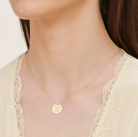 Altın Burç İkizler Kolye