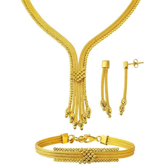 Örgülü Dorikalı Altın Set