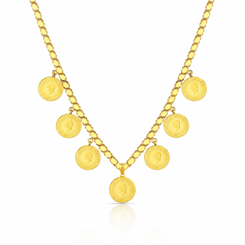 22 Ayar Yedili Çeyrek Altın Pullu Zincir