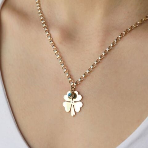 Fortuna Nazar Boncuklu Yonca Kolye