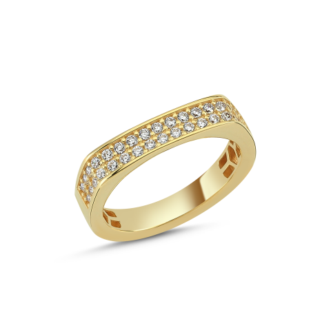 Eterna Sarı Altın Taşlı Yüzük