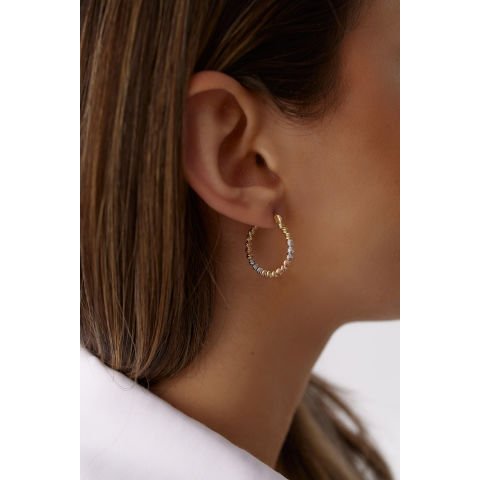 Üç Renk Dorikalı Halka Küpe