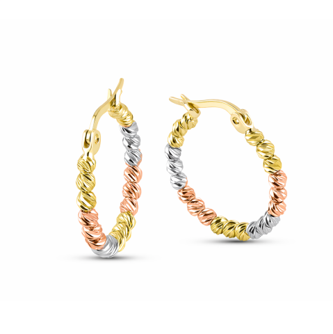 Üç Renk Dorikalı Halka Küpe