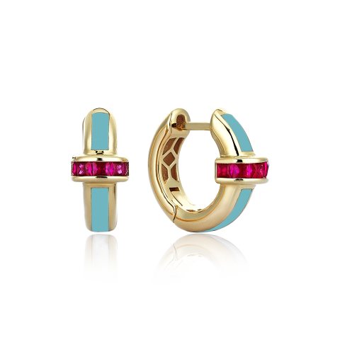 Turkuaz Mineli Minima Küpe