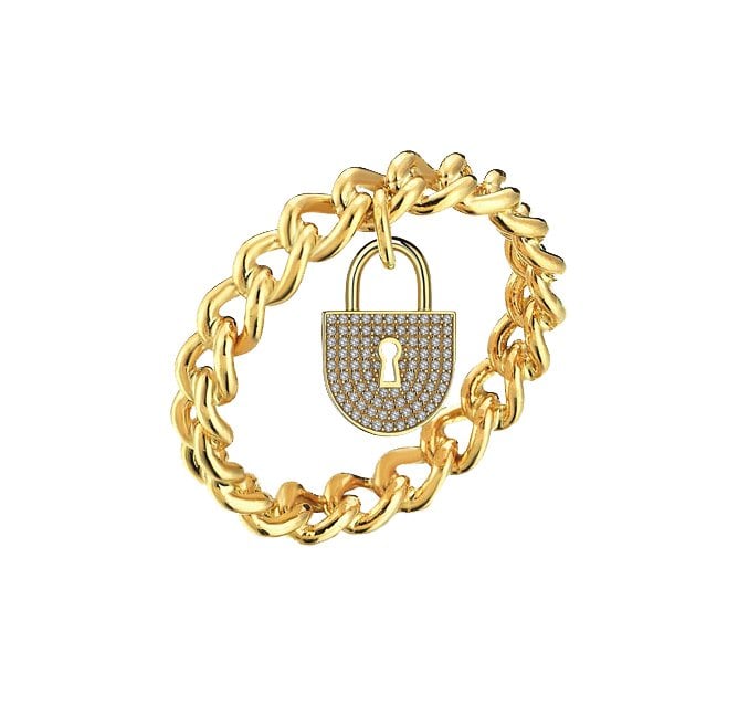 Bir Dilek Tut Altın Taşlı Kilit Yüzük