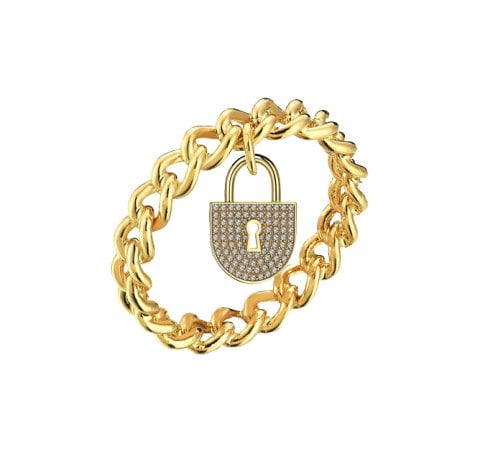 Bir Dilek Tut Altın Taşlı Kilit Yüzük