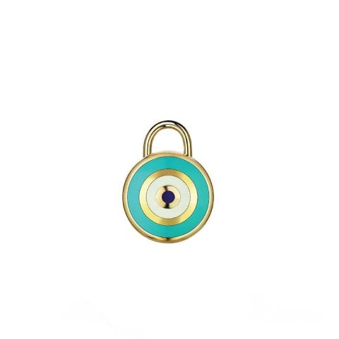 Altın Küçük Boy Turkuaz Dilek Kilidi
