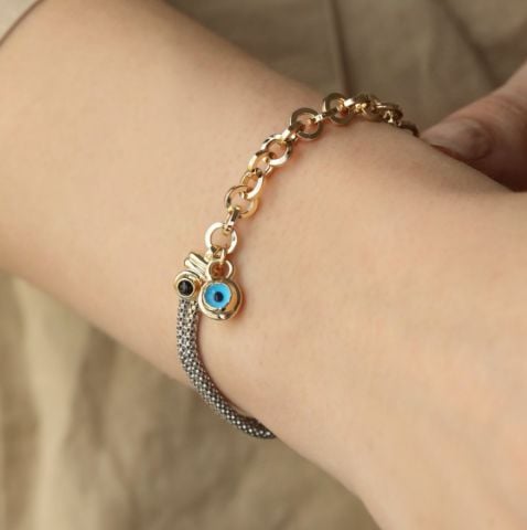 Fortuna Sarı-Beyaz Altın Bileklik