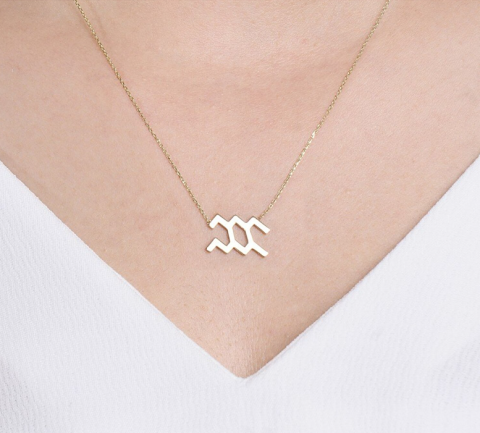 Altın Kova Burç Kolye