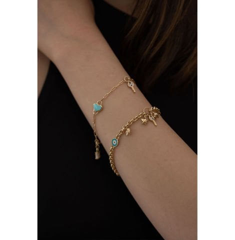 Altın Göz ve Anahtar Figürlü Şans Bileklik