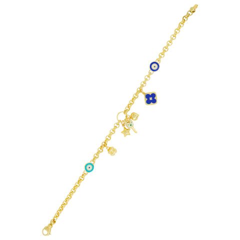 Altın Göz ve Anahtar Figürlü Şans Bileklik