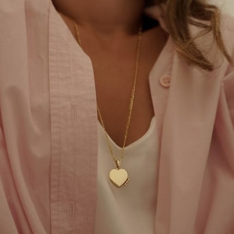 Orta Boy Kalp Madalyon Altın Uç