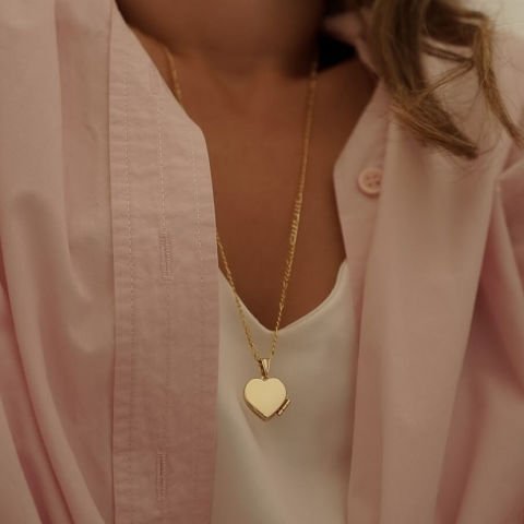Altın Kalp Madalyon Kolye Ucu
