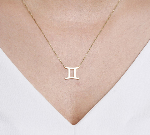 Altın İkizler Burç Kolye