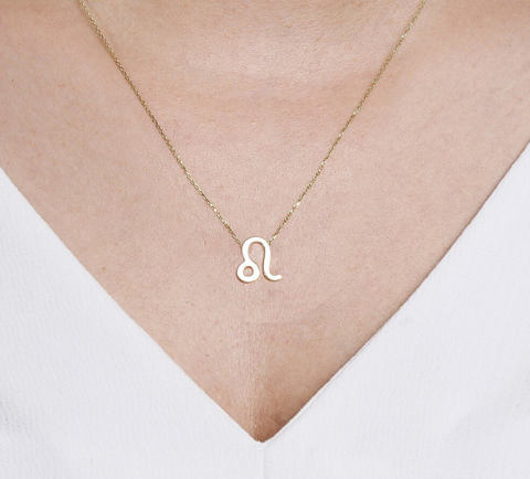 Altın Aslan Burç Kolye