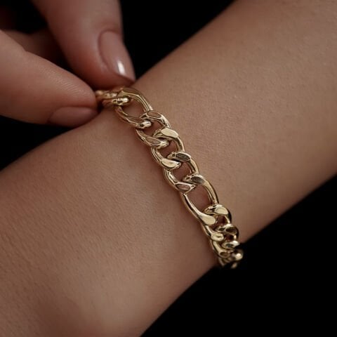 Kalın Figaro Altın Bileklik