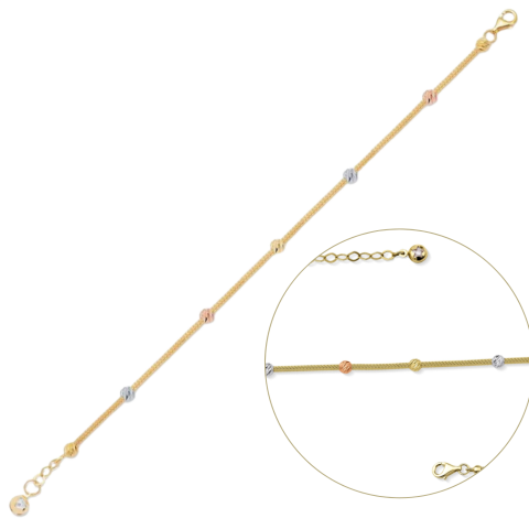 İtalyan Örme Üç Renk Dorika Altın Bileklik