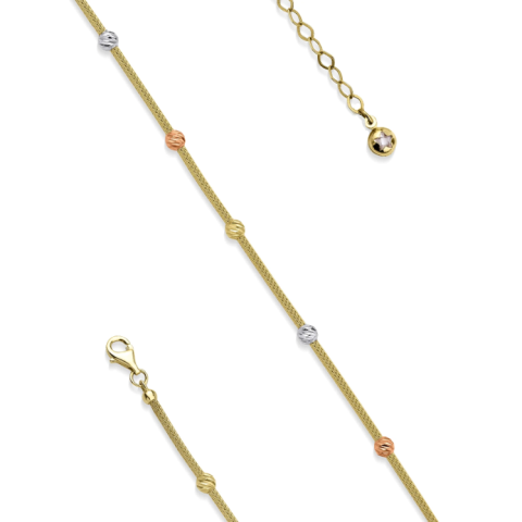 İtalyan Örme Üç Renk Dorika Altın Bileklik