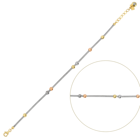 İtalyan Örme Beyaz Altın Üç Renk Dorika Bileklik