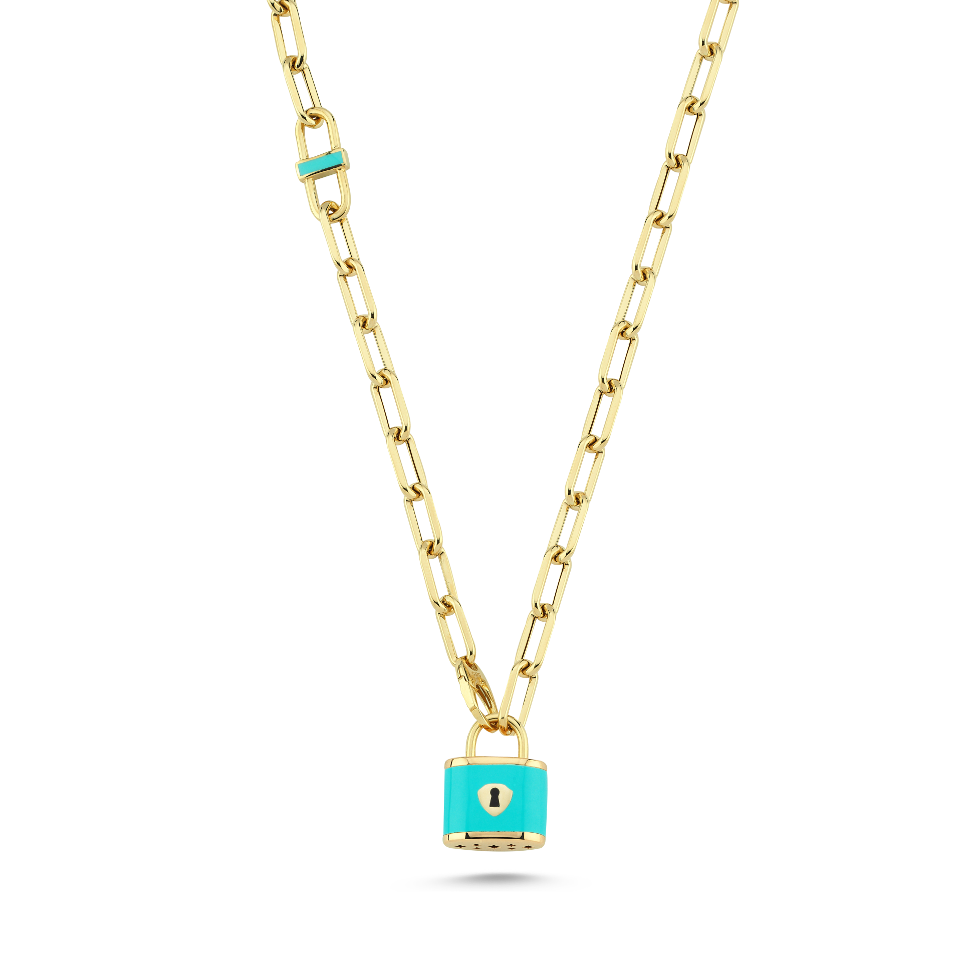 Altın Turkuaz Mineli Dilek Kolyesi