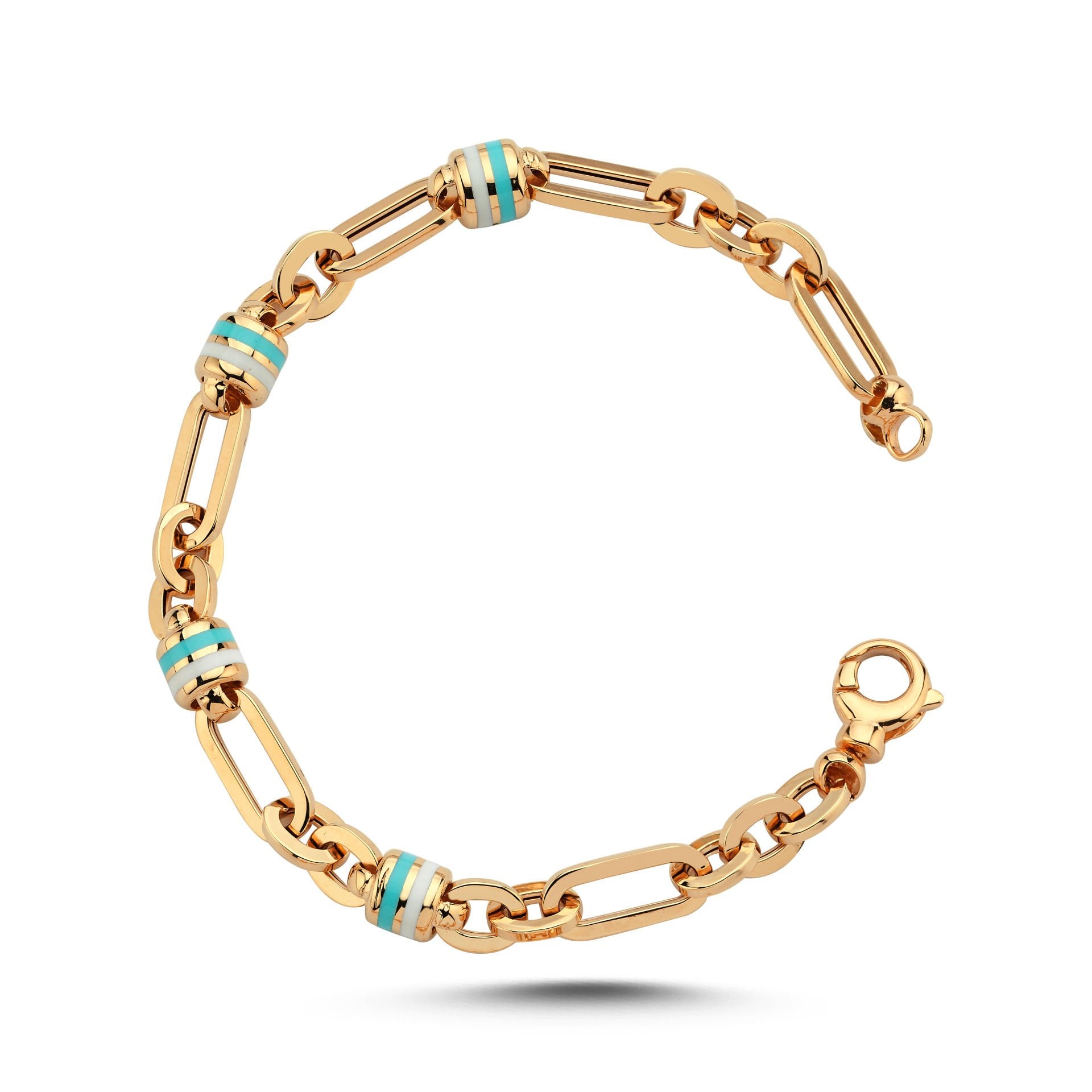 Altın Minima Turkuaz-Beyaz Mineli Bileklik