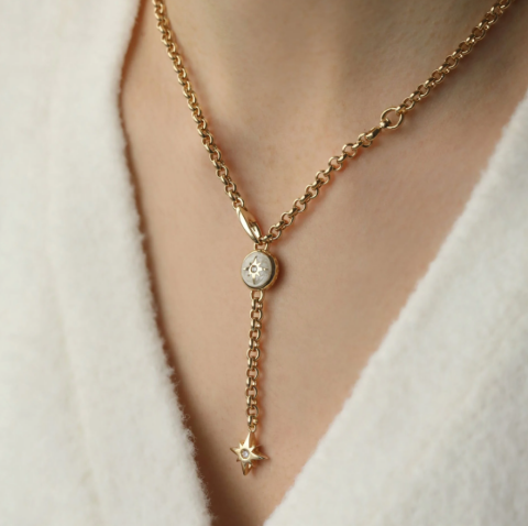 Altın Sedef Mineli Polaris Kolye