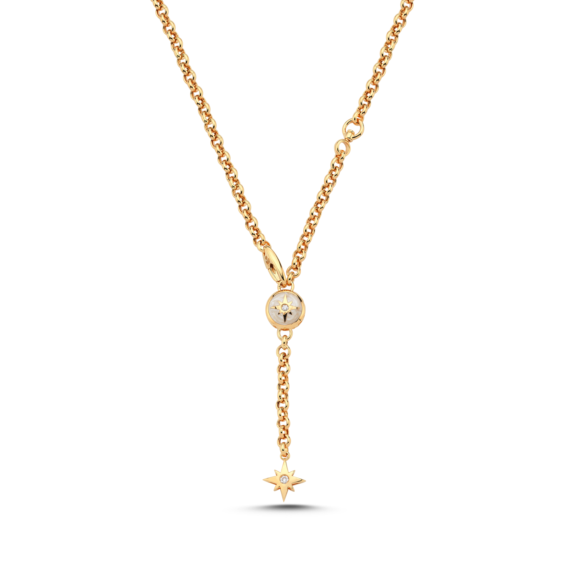 Altın Sedef Mineli Polaris Kolye