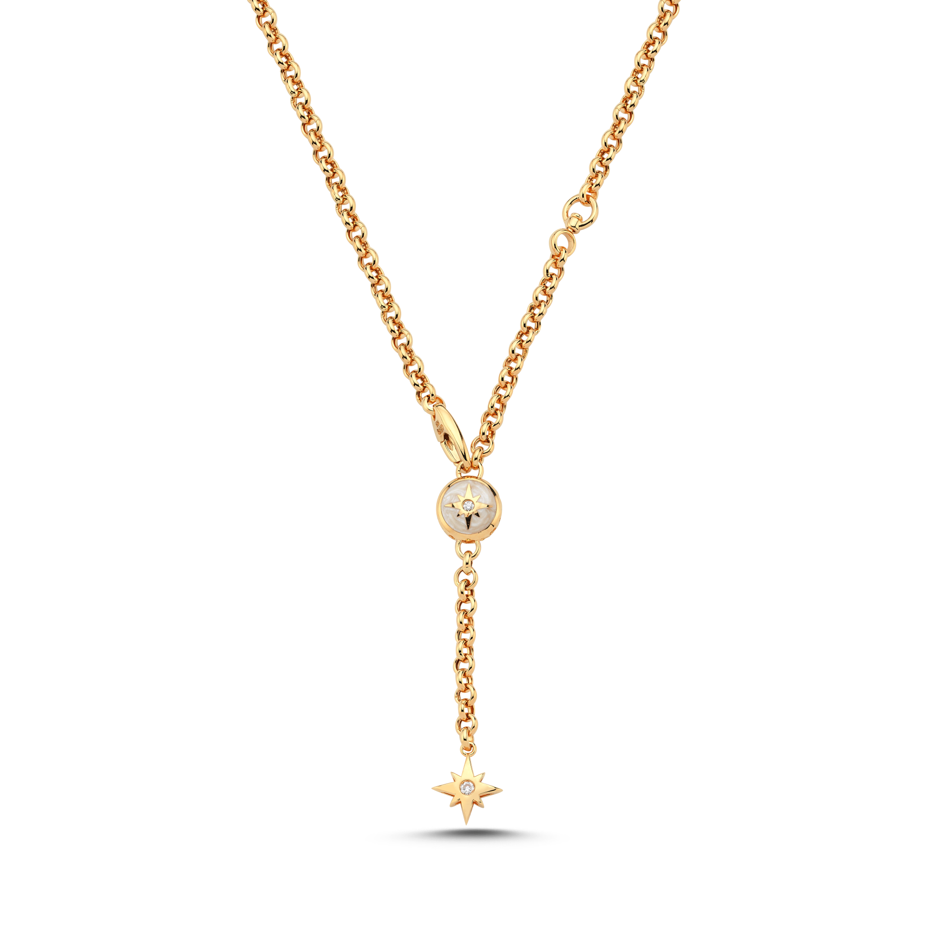 Altın Sedef Mineli Polaris Kolye