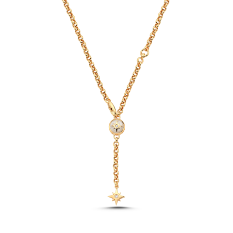 Altın Sedef Mineli Polaris Kolye