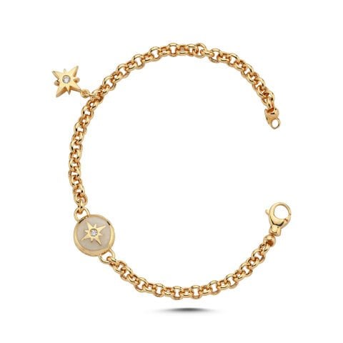 Altın Sedef Mineli Polaris Bileklik