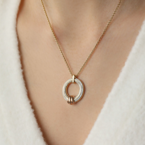 Eterna Sarı-Rose Altın Turkuaz Mineli Kolye