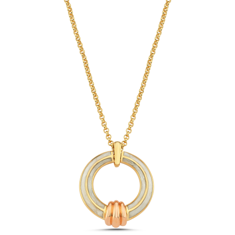 Eterna Sarı-Rose Altın Turkuaz Mineli Kolye