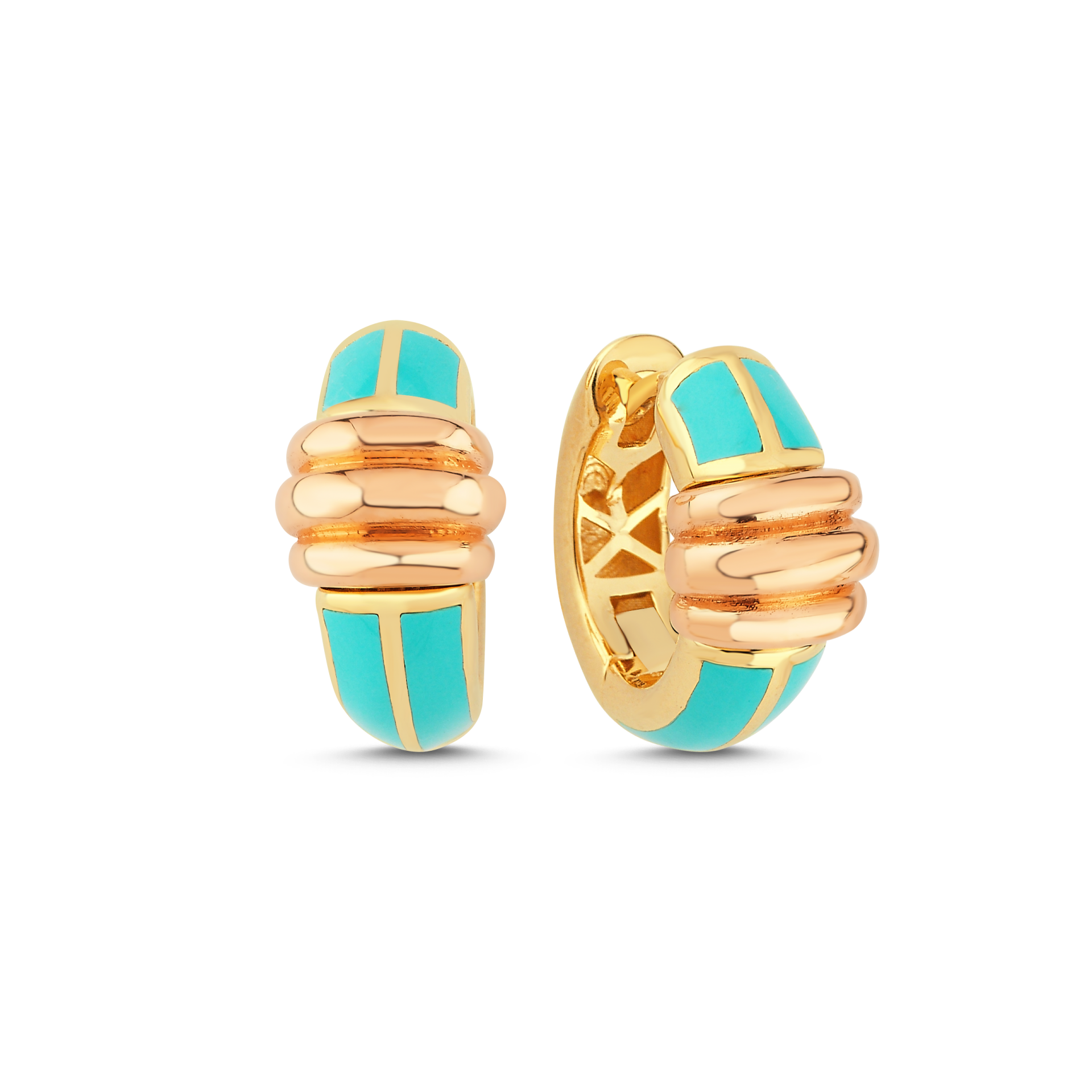 Eterna Sarı-Rose Altın Turkuaz Mineli Küpe