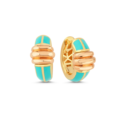 Eterna Sarı-Rose Altın Turkuaz Mineli Küpe