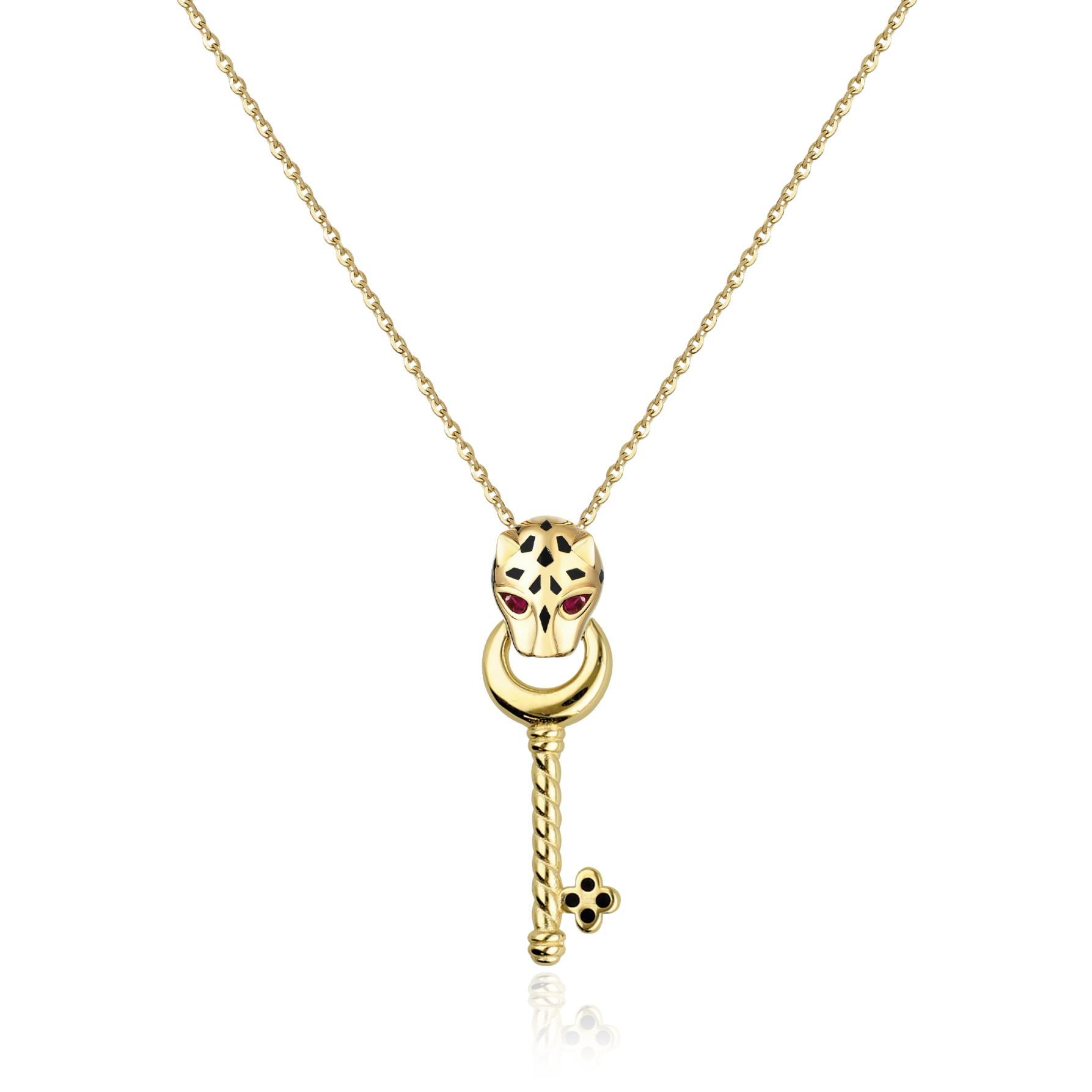 Eterna Sarı Altın Panter Anahtar Kolye