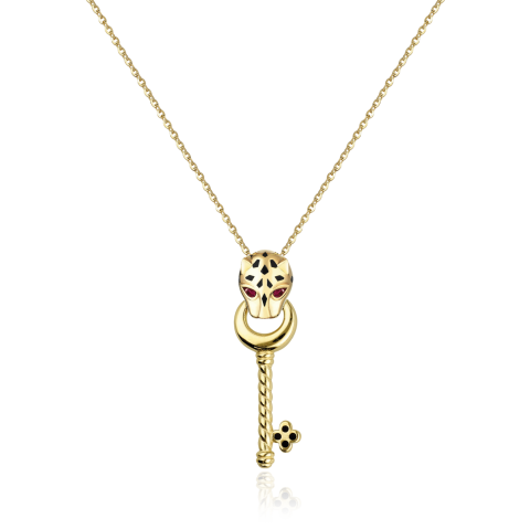 Eterna Sarı Altın Panter Anahtar Kolye