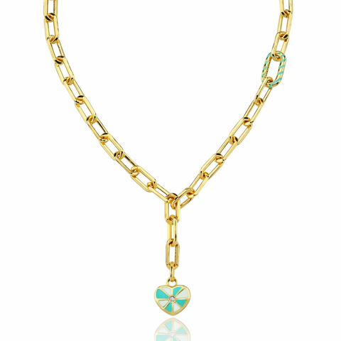 Altın Mineli Kalpli Eterna Kolye