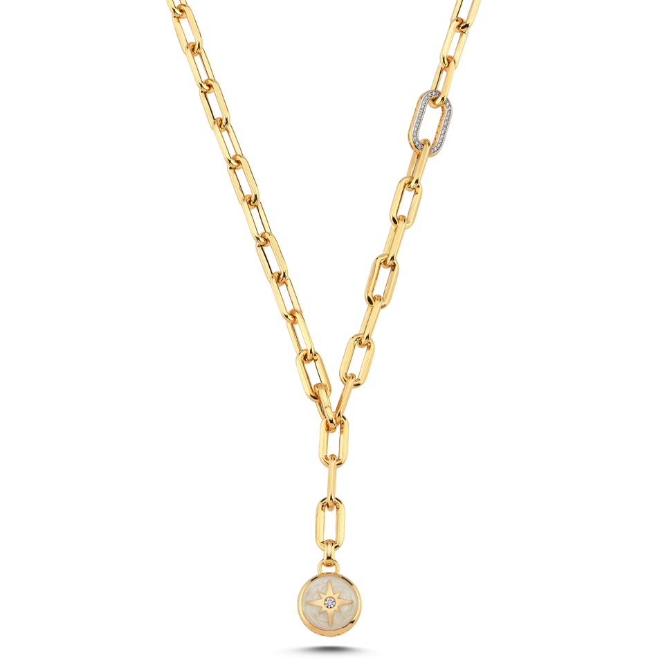 Altın Sedef Mineli Polaris Kolye